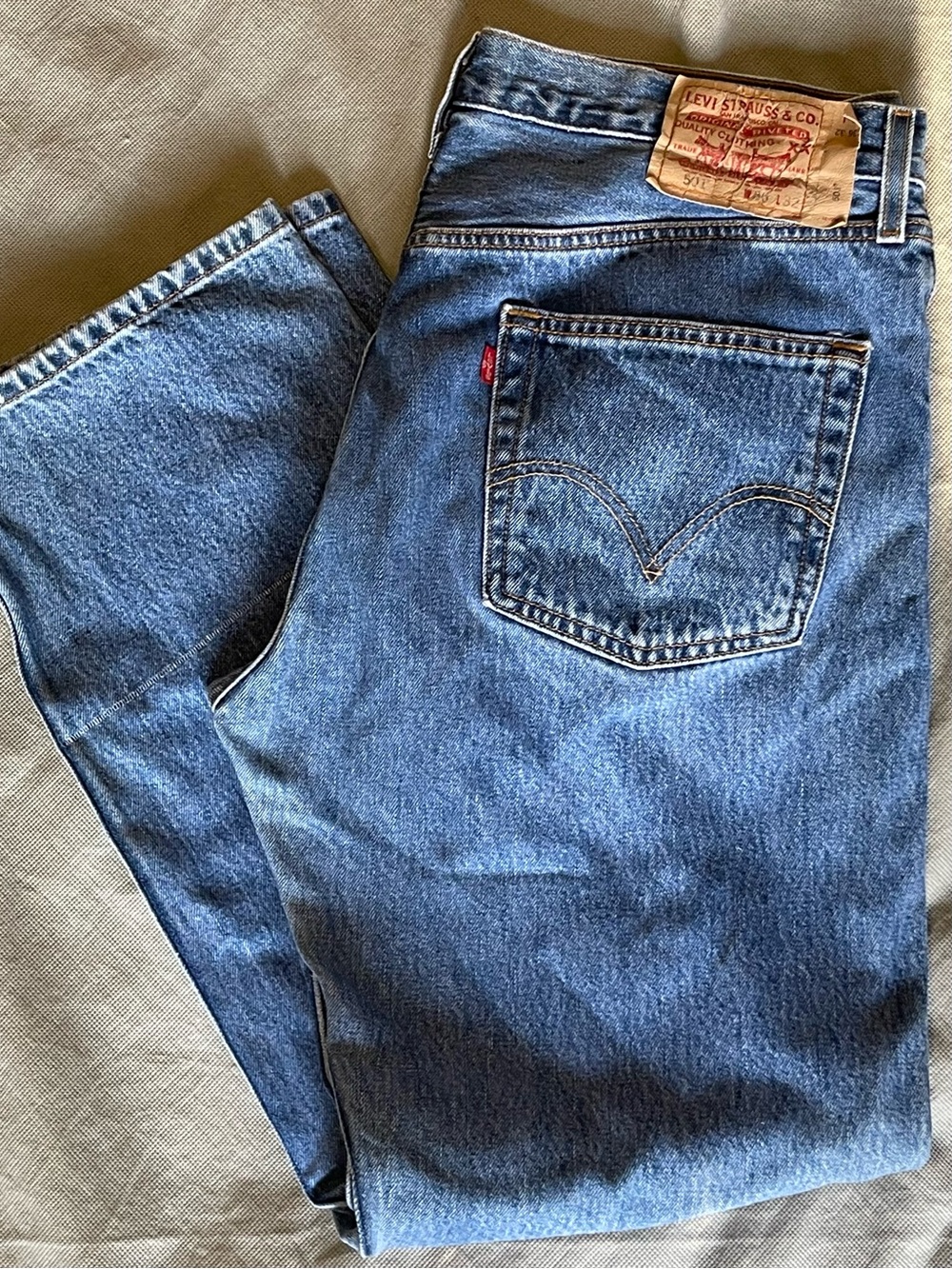 Levi 501 Button- Fly Authentic Blue denim Jeans Sz 36W-32L